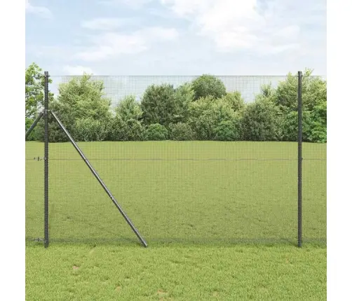 Metināts Vadu Žogs Ar 13 Stabiem Pelēks 1.6X25 M Tērauds Vidaxl