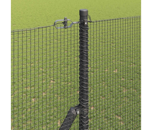 Metināts Vadu Žogs Ar 13 Stabiem Pelēks 1.6X25 M Tērauds Vidaxl