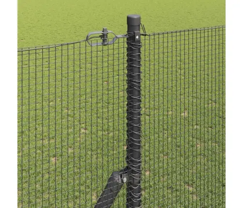 Metināts Vadu Žogs Ar 13 Stabiem Pelēks 1.6X25 M Tērauds Vidaxl