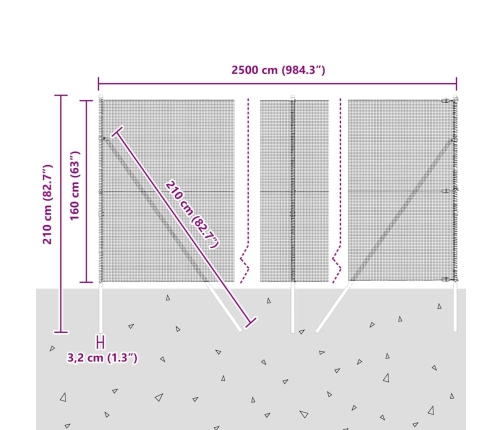 Metināts Vadu Žogs Ar 13 Stabiem Pelēks 1.6X25 M Tērauds Vidaxl