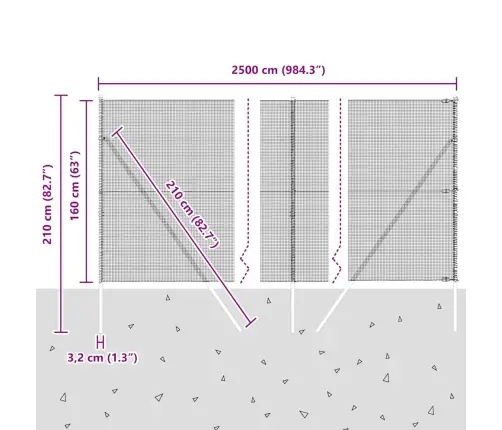 Metināts Vadu Žogs Ar 13 Stabiem Pelēks 1.6X25 M Tērauds Vidaxl