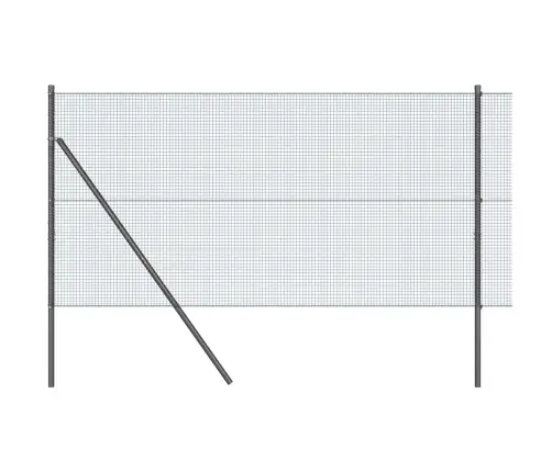 Metināts Stieples Žogs Ar 13 Balstiem Pelēks 1X50 M Tērauds Vidaxl