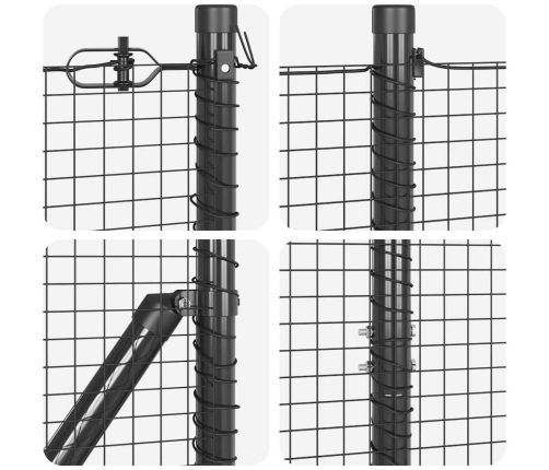 Metināto Stieple Žogs Ar 13 Stabiem Pelēks 1,2X50 M Tērauds Vidaxl