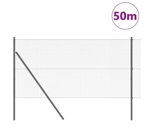 Metināto Stieple Žogs Ar 13 Stabiem Pelēks 1,2X50 M Tērauds Vidaxl