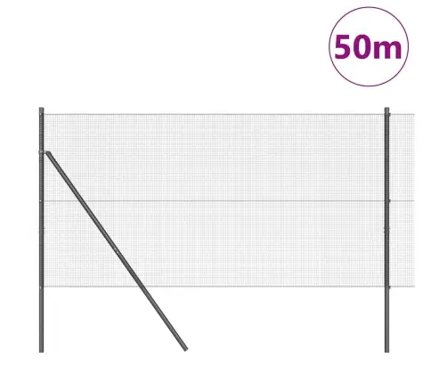 Metinātais Stiepļu Žogs Ar 13 Stabiem Pelēks 1.4X50 M Tērauds Vidaxl