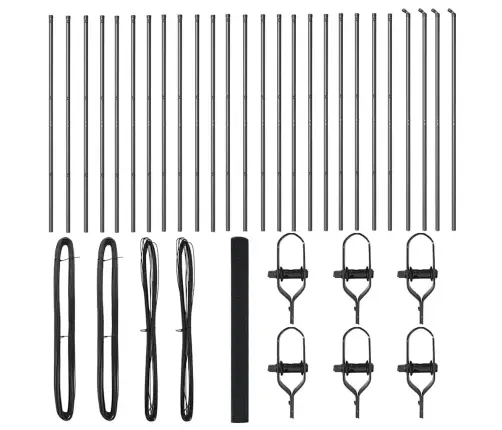 Savilkto Stieņu Žogs Ar 13 Stabiem Pelēks 1.5X50 M Tērauds Vidaxl