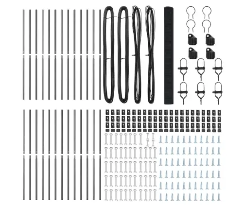 Savilkto Stieņu Žogs Ar 13 Stabiem Pelēks 1.5X50 M Tērauds Vidaxl
