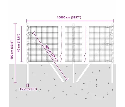 Aiapost Hall 100 X 0,4 M (19 X 19 Mm Võrk) Terased Ja Pvc