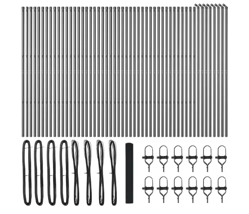 Metinātā Stieple Žogs Ar 13 Stabiem Pelēks 1X100 M Tērauds Vidaxl