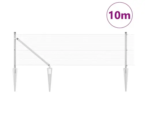 Metinātais Vadu Žogs Ar 7 Stabiem 0.4X10 M Cinkots Tērauds Vidaxl