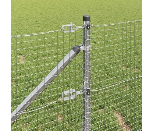 Metināto Vadu Žogs Ar 7 Enkura Postiem 0.6X10 M Cinkota Tērauda Vidaxl