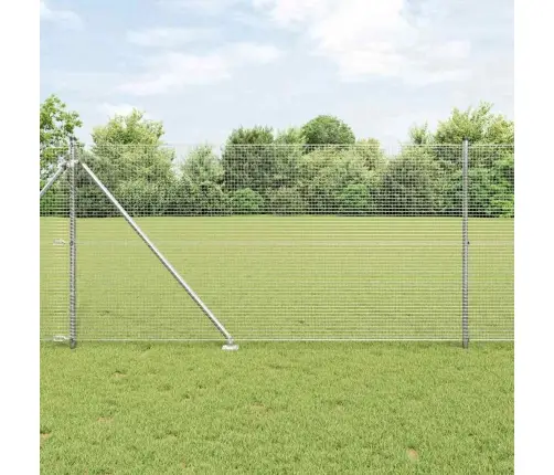 Metinātais Stieples Žogs Ar 7 Naglu Enkuriem 0.8X10 M Galvanizēts Tērauds Vidaxl