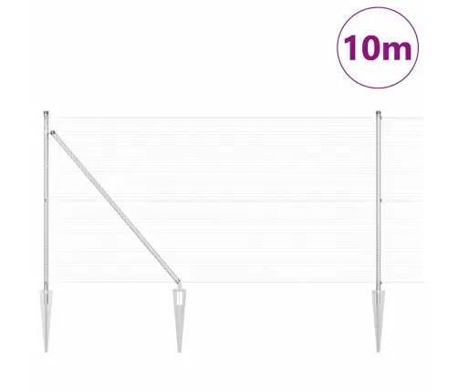 Metinātais Stieples Žogs Ar 7 Naglu Enkuriem 0.8X10 M Galvanizēts Tērauds Vidaxl