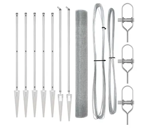 Savilktais Stieņu Žogs Ar 7 Spike Post 1.4X10 M Galvanizēts Tērauds Vidaxl
