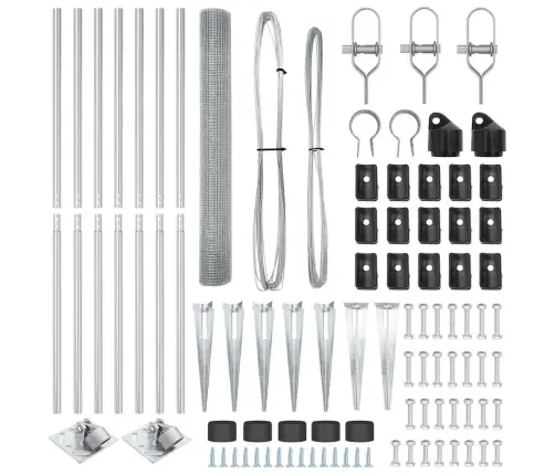 Savilktais Stieņu Žogs Ar 7 Spike Post 1.4X10 M Galvanizēts Tērauds Vidaxl