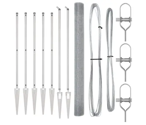 Metinātā Stieple Ar 7 Spieķu Stieņiem 1.5 X 10 M Galvanizēts Tērauds Vidaxl