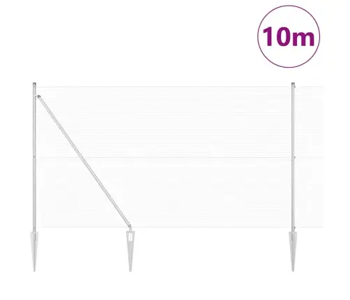 Metinātais Stiepležogs Ar 7 Siksnas Stabiem 1.5X10 M Cinkots Tērauds Vidaxl
