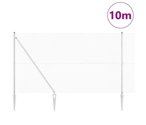 Metināts Stieples Žogs Ar 7 Iegultajiem Stabiem 1.6X10 M Cinkots Tērauds Vidaxl