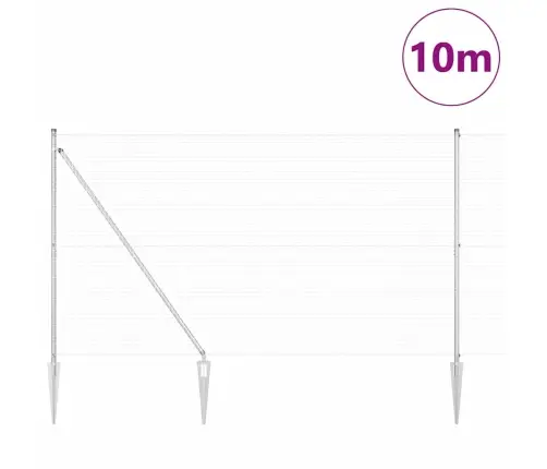 Metināto Vadu Žogs Ar 7 Mietiem 1.6X10 M Cinkots Tērauds Vidaxl