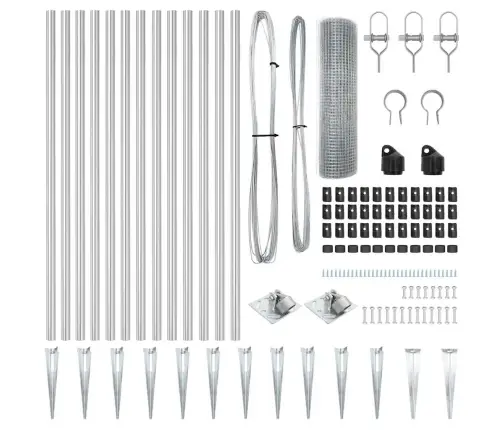 Metināts Stieples Žogs Ar 13 Krampjiem 0.4X25 M Cinkots Tērauds Vidaxl