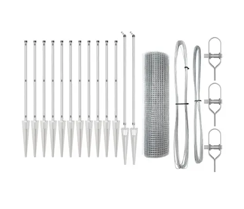 Metinātais Stieņu Žogs Ar 13 Pīķa Stabiem 0.4 X 25 M No Galvanizētā Tērauda Vidaxl