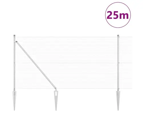 Savilktais Žogs Ar 13 Naglu Stabiem 1.2X25 M No Galvanizēta Tērauda Vidaxl