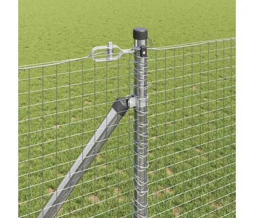 Metinātā Stieņu Žogs Ar 13 Spike Stabiem 1.4X25 M Cinkota Tērauda Vidaxl