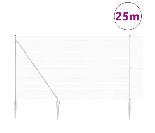 Sasietais Metāla Žogs Ar 13 Spicējiem Stabiem 1.6X25 M Galvanizēts Tērauds Vidaxl