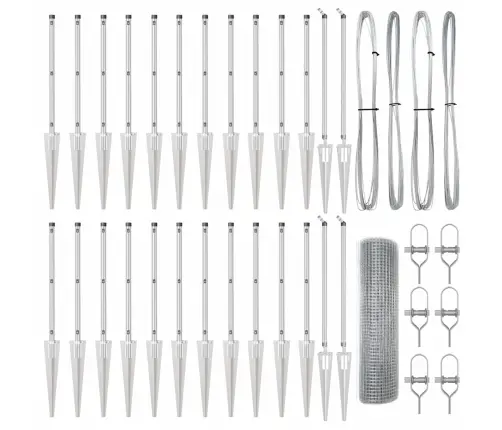 Savilktā Stieņu Žogs Ar 13 Zemes Tapām 0.6X50 M Galvanizēts Tērauds Vidaxl