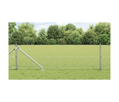 Metinātais Vadu Žogs Ar 13 Enkura Stabiem 0.6X50 M Galvanizēts Tērauds Vidaxl