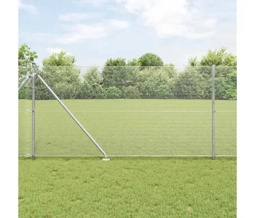 Metinātais Stieņu Žogs Ar 13 Kāju Stabiem 1.4X50 M Cinkots Tērauds Vidaxl