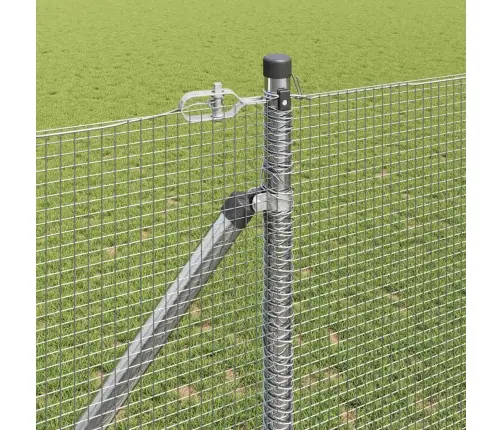 Metinātais Stieņu Žogs Ar 13 Kāju Stabiem 1.4X50 M Cinkots Tērauds Vidaxl