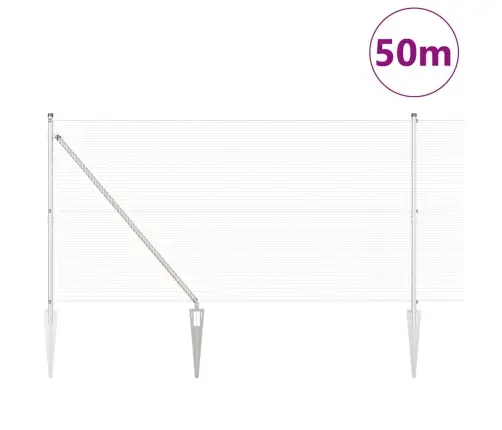 Metālu Sieta Žogs Ar 13 Naglām 1.4X50 M Cinkots Tērauds Vidaxl