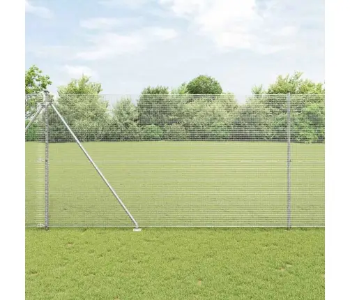 Metinātais Vadu Žogs Ar 13 Stiprinājuma Stabiem 1.5X50 M Cinkota Tērauda Vidaxl