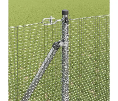 Metinātais Vadu Žogs Ar 13 Stiprinājuma Stabiem 1.5X50 M Cinkota Tērauda Vidaxl