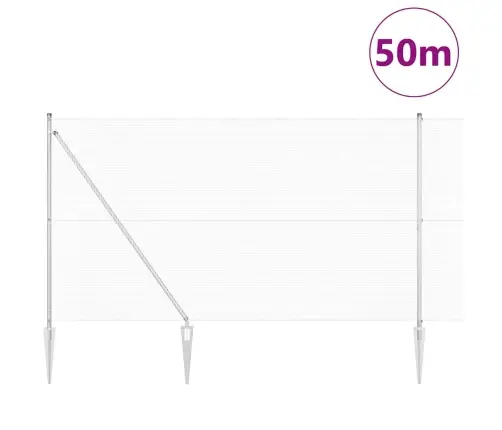 Metinātais Vadu Žogs Ar 13 Stiprinājuma Stabiem 1.5X50 M Cinkota Tērauda Vidaxl