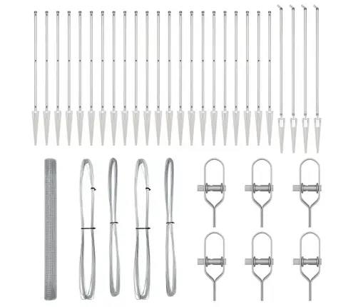 Metināts Sieta Žogs Ar 13 Iegrimtiem Stabiem 1.6X50 M Cinkots Tērauds Vidaxl