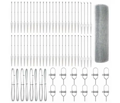 Savilkto Stiepļu Žogs Ar 13 Naglu Stabiem 0.6X100 M Galvanizēts Tērauds Vidaxl