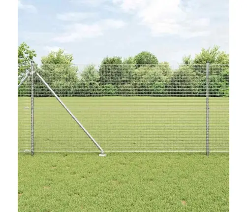 Metināta Stieple Žogs Ar 13 Spike Stabiem 1X100 M Galvanizēts Tērauds Vidaxl