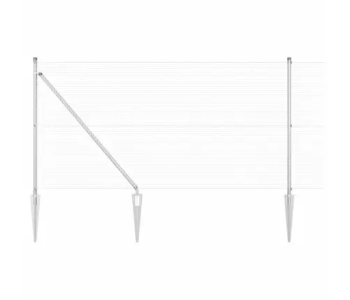 Metināta Stieple Žogs Ar 13 Spike Stabiem 1X100 M Galvanizēts Tērauds Vidaxl