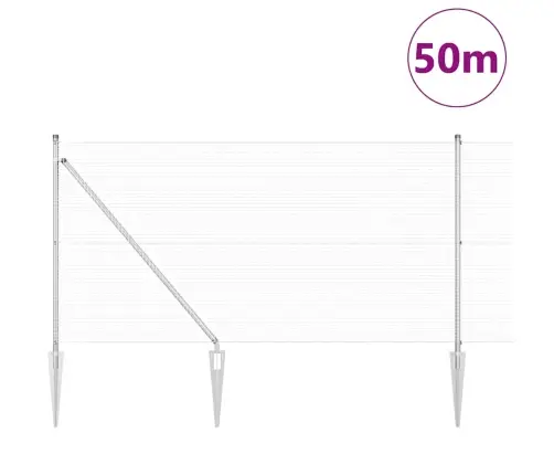 Metināta Stieple Žogs Ar 13 Spike Stabiem 1X100 M Galvanizēts Tērauds Vidaxl