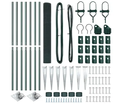 Metināto Stieņu Žogs Ar 7 Enkura Stieņiem, Zaļš 1.2X10 M, Tērauds Vidaxl