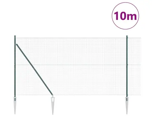 Zaļo Žoga Stabu Komplekts 2 Gab Zaļš Plastmasas Pārklāta Stieple Vidaxl