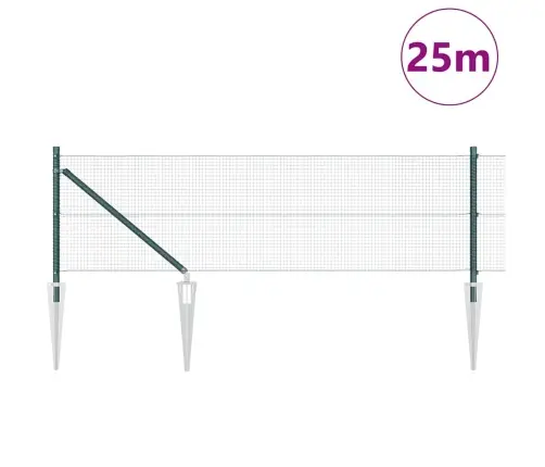 Metinātā Stieple Ar 13 Spailēm Zaļš 0.8X25 M Tērauds Vidaxl