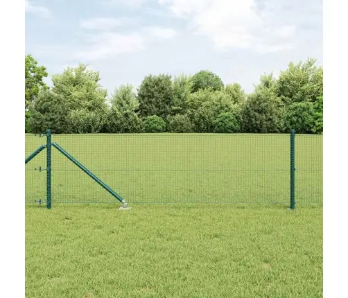 Metināts Stieples Žogs Ar 13 Zaļiem Asu Stabiem 0.8X25 M Tērauds Vidaxl