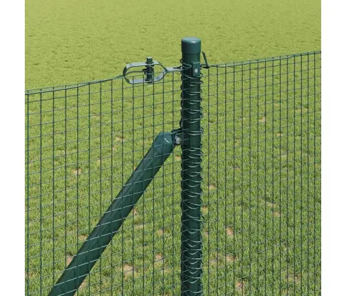 Metināto Stieņu Žogs Ar 13 Enkura Mietiņiem Zaļš 1X25 M Tērauds Vidaxl