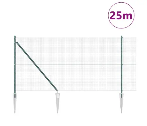 Žoga Stabu Komplekts 2 Gabali Zaļš Metāls Un Pvc 25 X 1 M Vidaxl