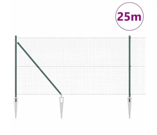 Metināts Džogs Ar 13 Nostiprinājumiem Zaļš 1.2X25 M Tērauds Vidaxl