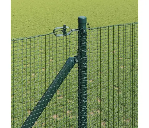 Metinātā Tīkla Žogs Ar 13 Stabiem Zaļš 1.4X25 M Tērauda Vidaxl