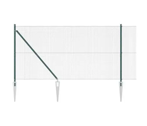 Metinātā Tīkla Žogs Ar 13 Stabiem Zaļš 1.4X25 M Tērauda Vidaxl